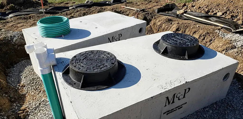Grease trap installation unit set in place for drainage protection in Cleveland, OH