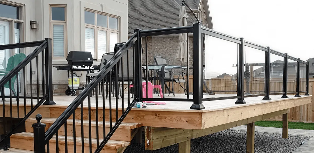 Handrail installation on a deck staircase for safety and code compliance in Cleveland, OH