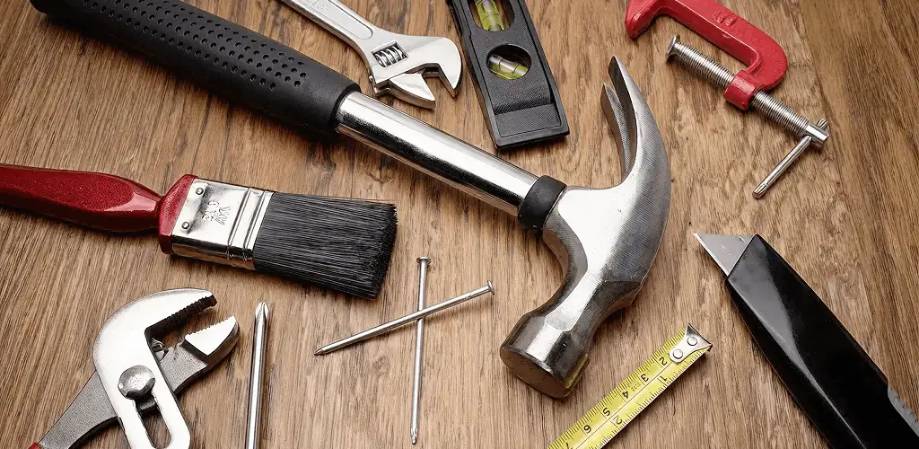 Handyman tools laid out for home repair and maintenance work in Cleveland, OH