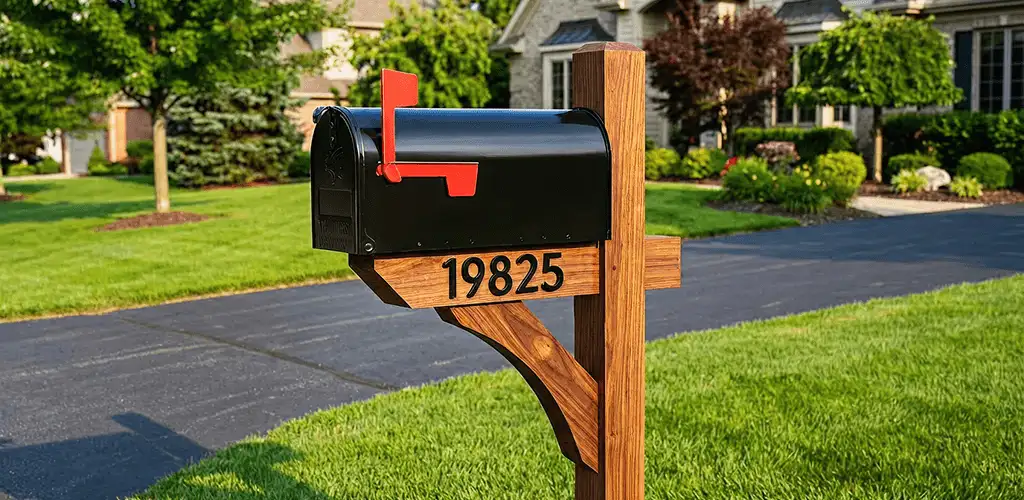New mailbox installation with post and address number for a home in Cleveland, OH